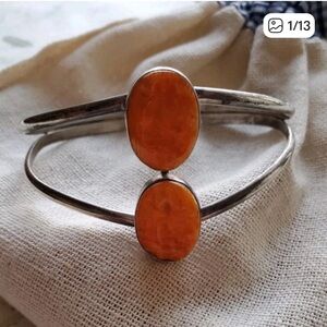 Vintage Spiny Oyster Silver Cuff Bracelet